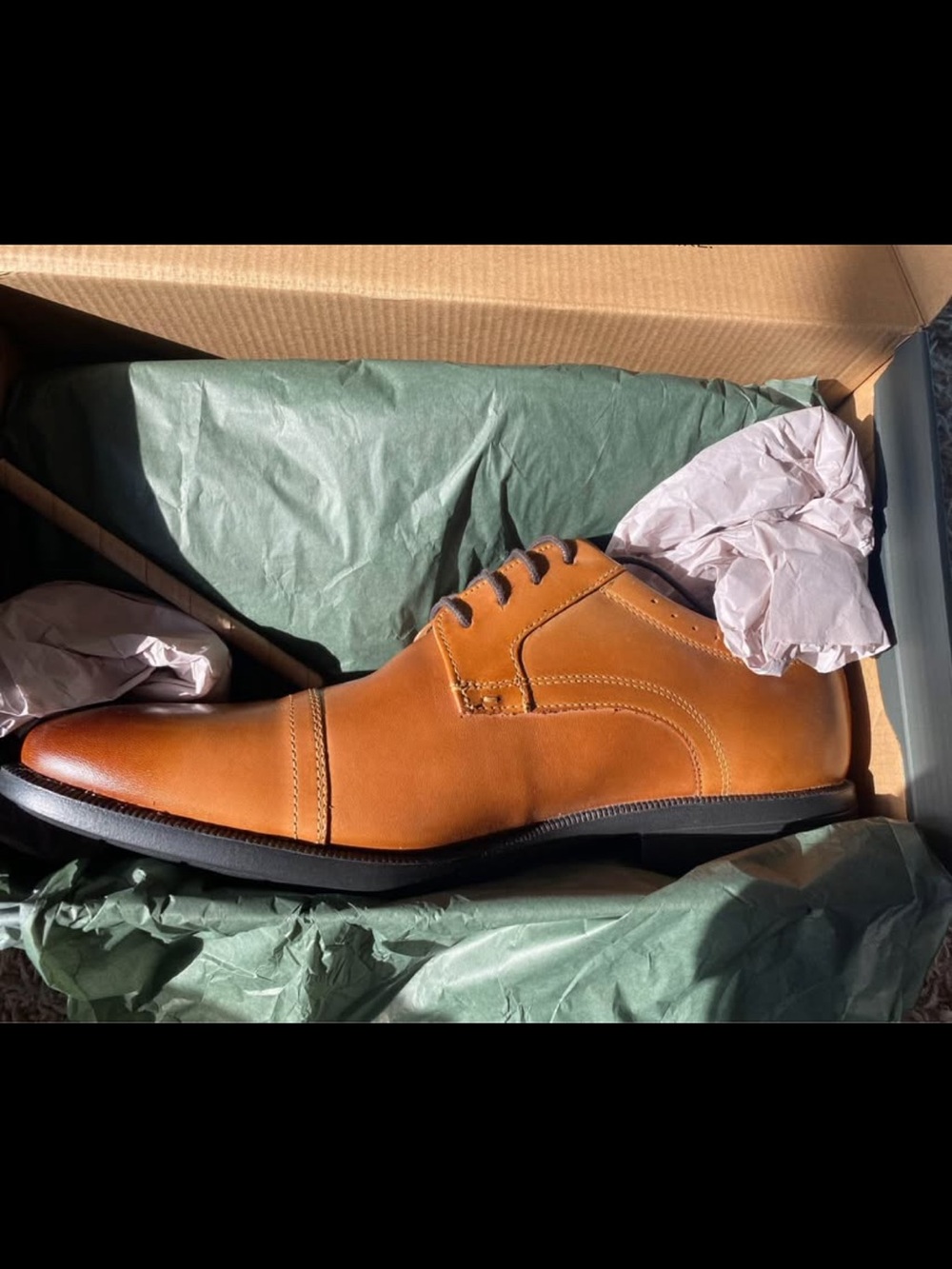 Men's Tan Leather Dress Shoe, 11, Cognac color